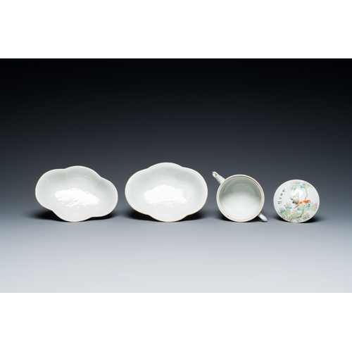 583 - Four pieces of Chinese qianjiang cai porcelain, signed Xu Pinheng è®¸åè¡¡ and Dai Huanzhao æ´ç¥æ... 