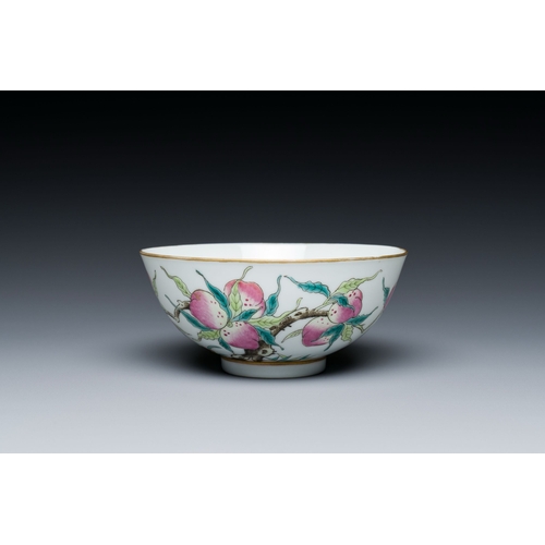 592 - A Chinese famille rose 'nine peaches' bowl, Guangxu mark and of the periodDescription:Dia.: 11 cm - ... 