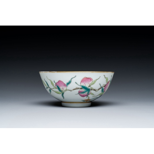 592 - A Chinese famille rose 'nine peaches' bowl, Guangxu mark and of the periodDescription:Dia.: 11 cm - ... 