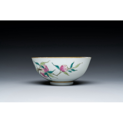 592 - A Chinese famille rose 'nine peaches' bowl, Guangxu mark and of the periodDescription:Dia.: 11 cm - ... 