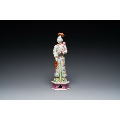 604 - A tall Chinese famille rose 'nodding head' figure, 19/20th C.Description:H.: 41 cmCondition reports:... 