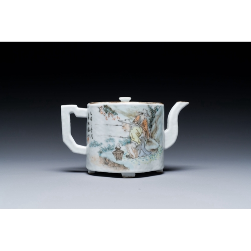 635 - A Chinese qianjiang cai teapot and cover, signed Huang Ruming é»æ±é­, dated 1895Description:L.: 1... 