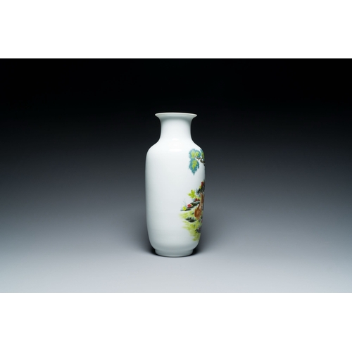 683 - A Chinese vase with printed decoration of rabbits, Huai Ren Tang æ·ä»å  mark, Cultural Revolution... 