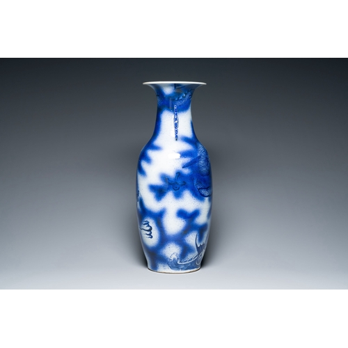 696 - A Chinese blue and white 'dragon and carp' vase, 19th C.Description:H.: 59 cmCondition reports:Pleas... 