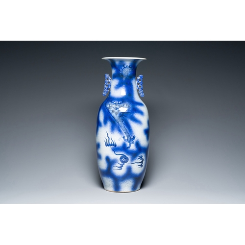 696 - A Chinese blue and white 'dragon and carp' vase, 19th C.Description:H.: 59 cmCondition reports:Pleas... 