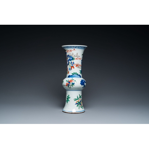 700 - A Chinese wucai 'gu' vase with narrative design, 19th C.Description:H.: 36 cmCondition reports:Pleas... 