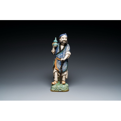 715 - A large Chinese polychrome Shiwan pottery figure of Li Tieguai, 19th C.Description:H.: 41 cmConditio... 