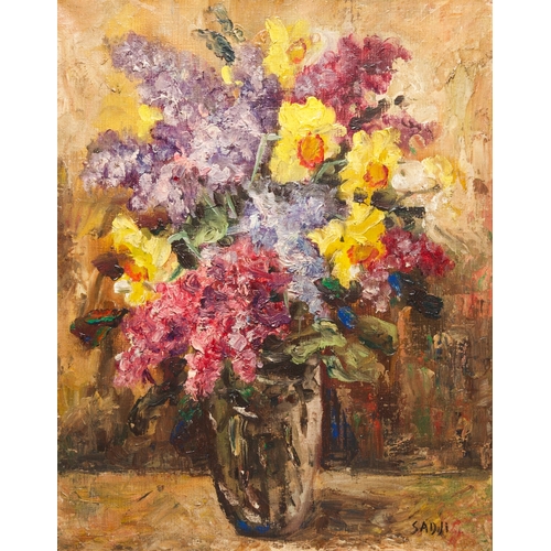 394 - Sadji (Sha Qi, Sha Yinnian) (1914-2005): Still life with flowers in a vase, oil on canvasDescription... 