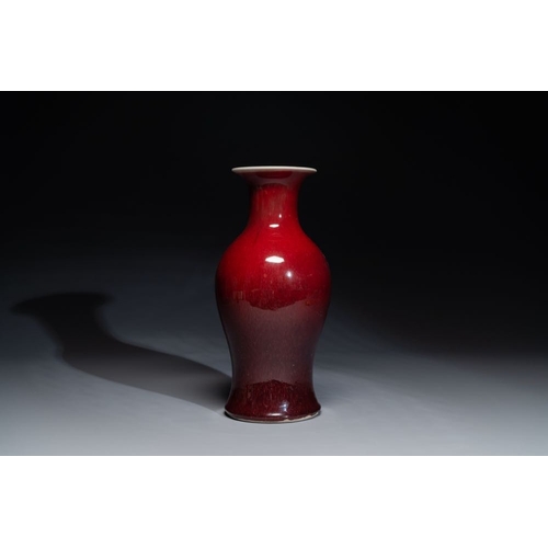 132 - A Chinese monochrome copper-red-glazed vase, 19th C.H.: 41 cm