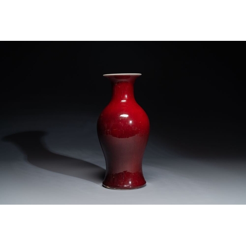132 - A Chinese monochrome copper-red-glazed vase, 19th C.H.: 41 cm