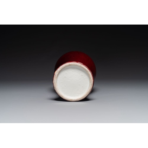 132 - A Chinese monochrome copper-red-glazed vase, 19th C.H.: 41 cm