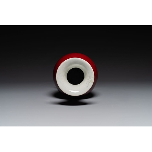 132 - A Chinese monochrome copper-red-glazed vase, 19th C.H.: 41 cm