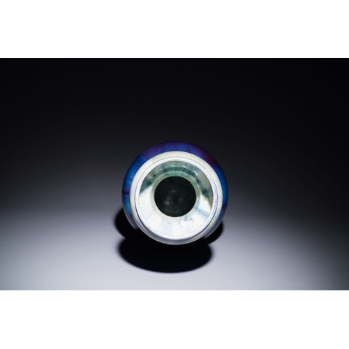 153 - A Chinese flambe-glazed garlic-mouth vase with ruyi handles, 19th C.H.: 57 cm
 Provenance: The colle... 