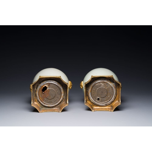 178 - A pair of Chinese ge-type vases with gilt bronze mounts, 19th C.H.: 39,7 cm
 
 Provenance: The colle... 