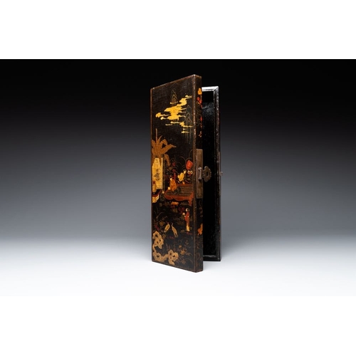 116 - A fine rectangular Chinese lacquered and painted wooden box, signed Fen Yang Fu , dated 1669Dim.: 56... 