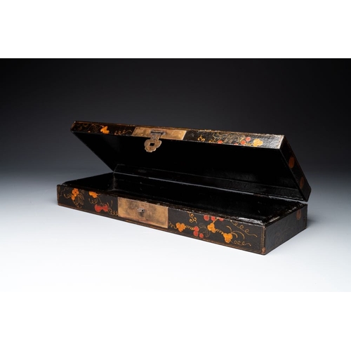 116 - A fine rectangular Chinese lacquered and painted wooden box, signed Fen Yang Fu , dated 1669Dim.: 56... 