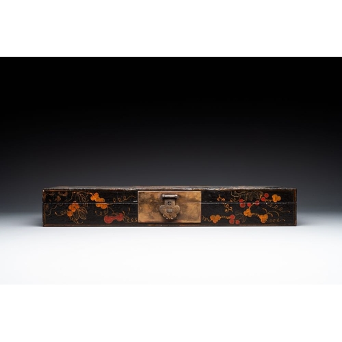 116 - A fine rectangular Chinese lacquered and painted wooden box, signed Fen Yang Fu , dated 1669Dim.: 56... 