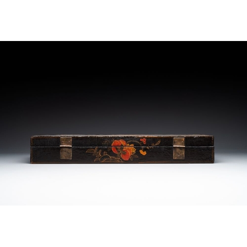 116 - A fine rectangular Chinese lacquered and painted wooden box, signed Fen Yang Fu , dated 1669Dim.: 56... 