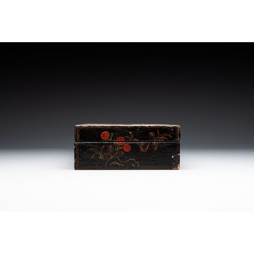 116 - A fine rectangular Chinese lacquered and painted wooden box, signed Fen Yang Fu , dated 1669Dim.: 56... 