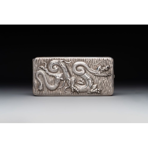 129 - A Chinese silver 'dragon' box and a tobacco box, Sheng chang mark, 19th C.Dim.: 15,5 x 10 x 7 cm (th... 