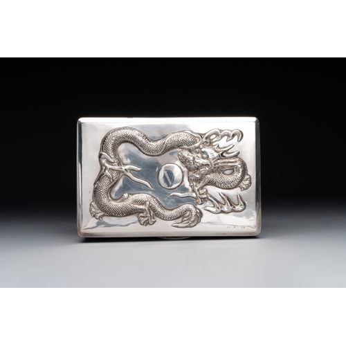 129 - A Chinese silver 'dragon' box and a tobacco box, Sheng chang mark, 19th C.Dim.: 15,5 x 10 x 7 cm (th... 