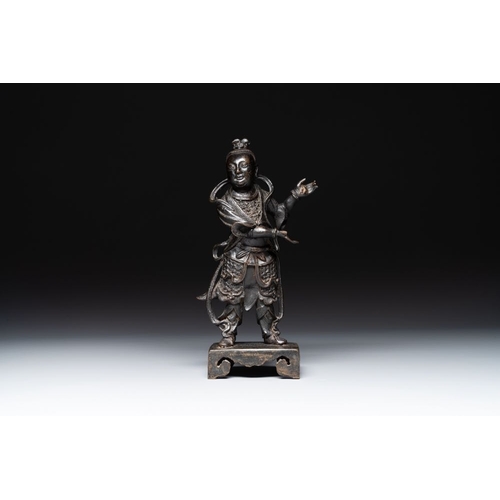 143 - A fine Chinese bronze figure of a divinity, MingH.: 31 cm Weight: 2127 grams The absence of a condit... 