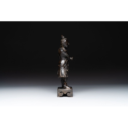 143 - A fine Chinese bronze figure of a divinity, MingH.: 31 cm Weight: 2127 grams The absence of a condit... 