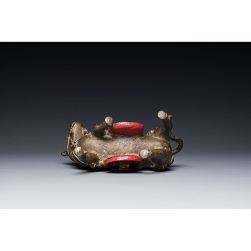 146 - A rare Chinese partly lacquered and gilt bronze incense holder in the shape of a horse, Yuan/early M... 