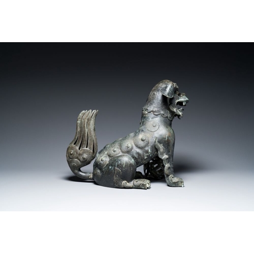 147 - A large Chinese bronze 'Buddhist lion' censer, MingH.: 46 cmThe absence of a condition report does n... 