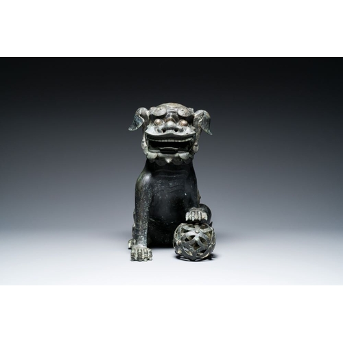 147 - A large Chinese bronze 'Buddhist lion' censer, MingH.: 46 cmThe absence of a condition report does n... 