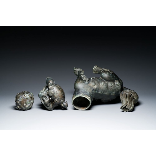 147 - A large Chinese bronze 'Buddhist lion' censer, MingH.: 46 cmThe absence of a condition report does n... 