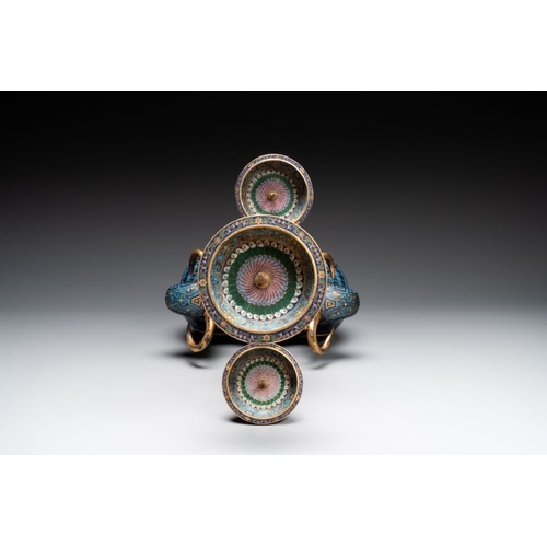 156 - A pair of extremely rare Chinese ram-shaped cloisonne candelabra, 18/19th C.Dim.: 37,3 x 17,3 x 77,5... 