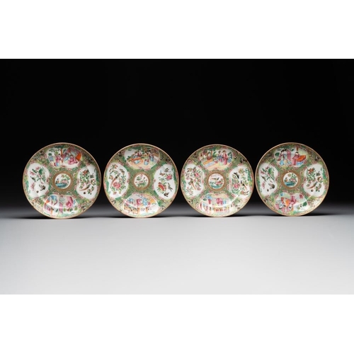 173 - A large Chinese Canton famille rose dish and eight plates, 19th C.Dia.: 48 cm (the largest)Dia.: 20,... 