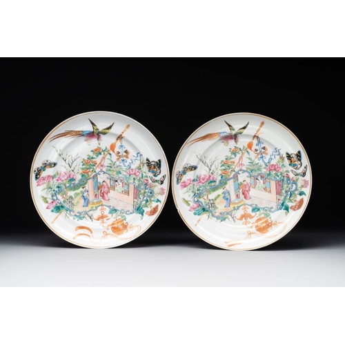 177 - Seven fine Chinese Canton famille rose dishes and plates, 19th C.Dia.: 25 cm (the largest)Dia.: 14,8... 