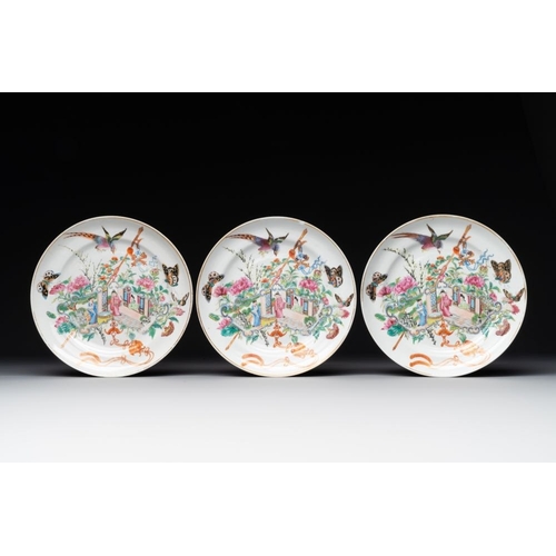 177 - Seven fine Chinese Canton famille rose dishes and plates, 19th C.Dia.: 25 cm (the largest)Dia.: 14,8... 