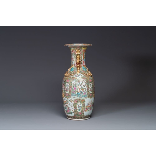 188 - A large Chinese Canton famille rose vase with narrative design, 19th C.H.: 78 cm The absence of a co... 