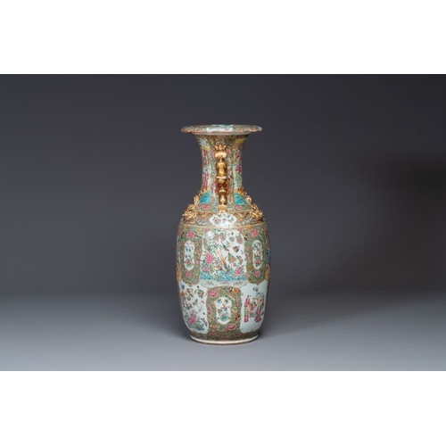 188 - A large Chinese Canton famille rose vase with narrative design, 19th C.H.: 78 cm The absence of a co... 