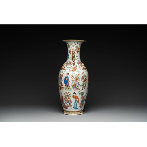 189 - A Chinese Canton famille rose 'Wu Shuang Pu' vase, 19th C.H.: 62,5 cmThe absence of a condition repo... 