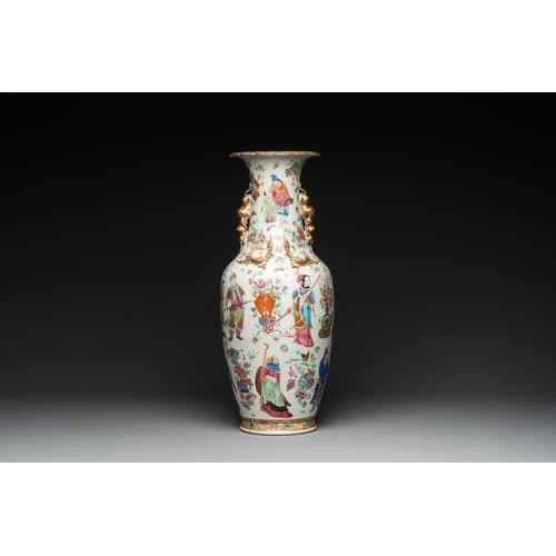 189 - A Chinese Canton famille rose 'Wu Shuang Pu' vase, 19th C.H.: 62,5 cmThe absence of a condition repo... 