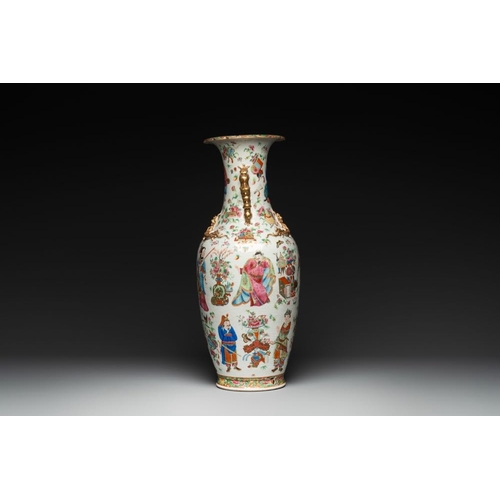 189 - A Chinese Canton famille rose 'Wu Shuang Pu' vase, 19th C.H.: 62,5 cmThe absence of a condition repo... 