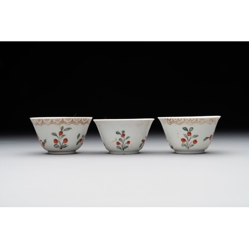 237 - Six Japanese Dutch-decorated or Amsterdams bont 'William and Mary' cups and saucers, Edo, 18th C.Dia... 