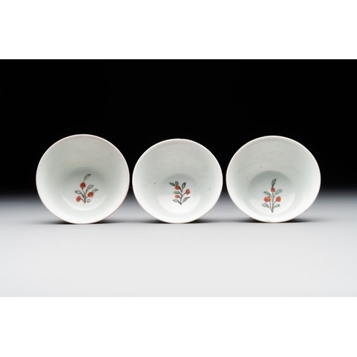 237 - Six Japanese Dutch-decorated or Amsterdams bont 'William and Mary' cups and saucers, Edo, 18th C.Dia... 