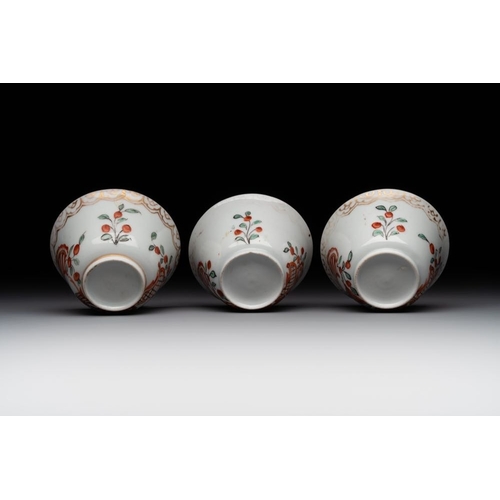 237 - Six Japanese Dutch-decorated or Amsterdams bont 'William and Mary' cups and saucers, Edo, 18th C.Dia... 