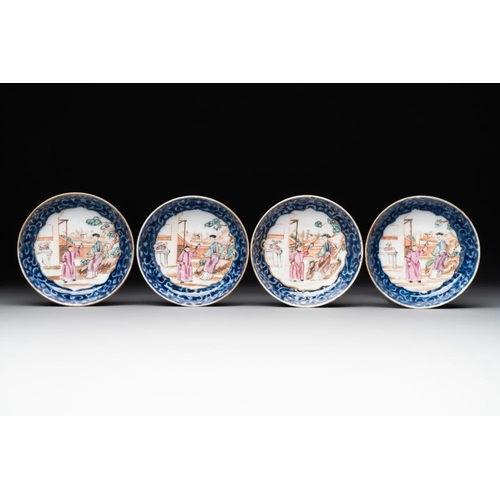 241 - A Chinese Canton famille rose 18-piece 'mandarin subject' tea service, QianlongL.: 20 cm - H.: 14,5 ... 