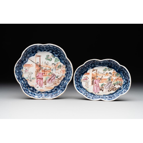 241 - A Chinese Canton famille rose 18-piece 'mandarin subject' tea service, QianlongL.: 20 cm - H.: 14,5 ... 