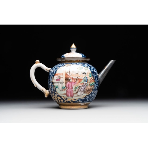 241 - A Chinese Canton famille rose 18-piece 'mandarin subject' tea service, QianlongL.: 20 cm - H.: 14,5 ... 