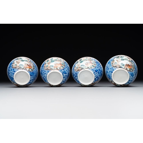 242 - A Chinese famille rose 20-piece tea service, Yongzheng/QianlongL.: 17,5 cm - H.: 8,4 cm (the teapot)... 