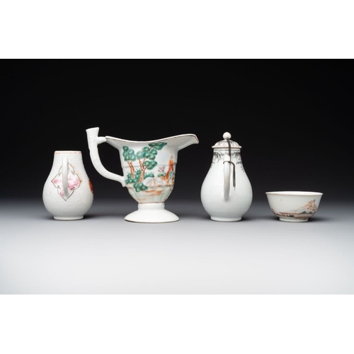 245 - A group of four Chinese export famille rose 'European subject' porcelain, QianlongL.: 16,5 cm - H.: ... 