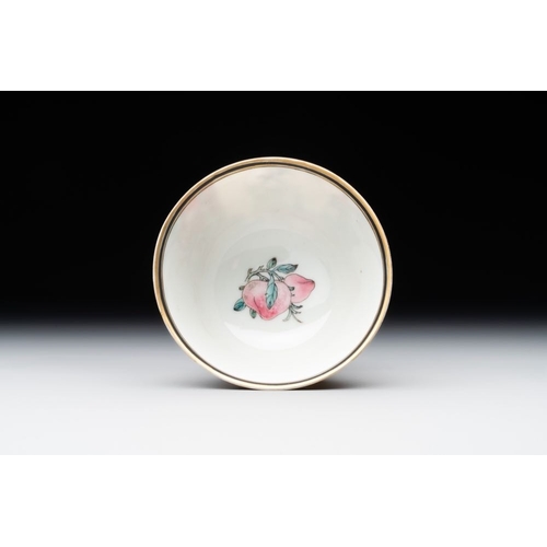 257 - An exceptional Chinese famille rose semi-eggshell porcelain cup and saucer with fine figural design,... 