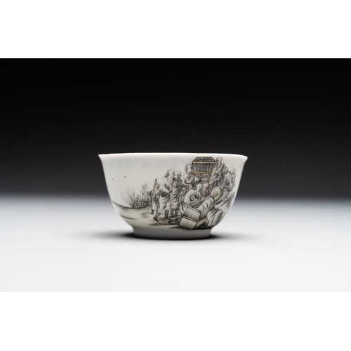 263 - A fine Chinese grisaille 'Adoration of the Shepherds' cup, Qianlong, ca. 1745Dia.: 7,9 cm - H.: 4,4 ... 